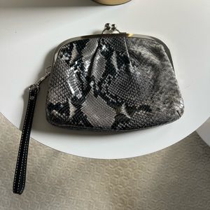 Black/Gray Snakeskin Clutch Wristlet